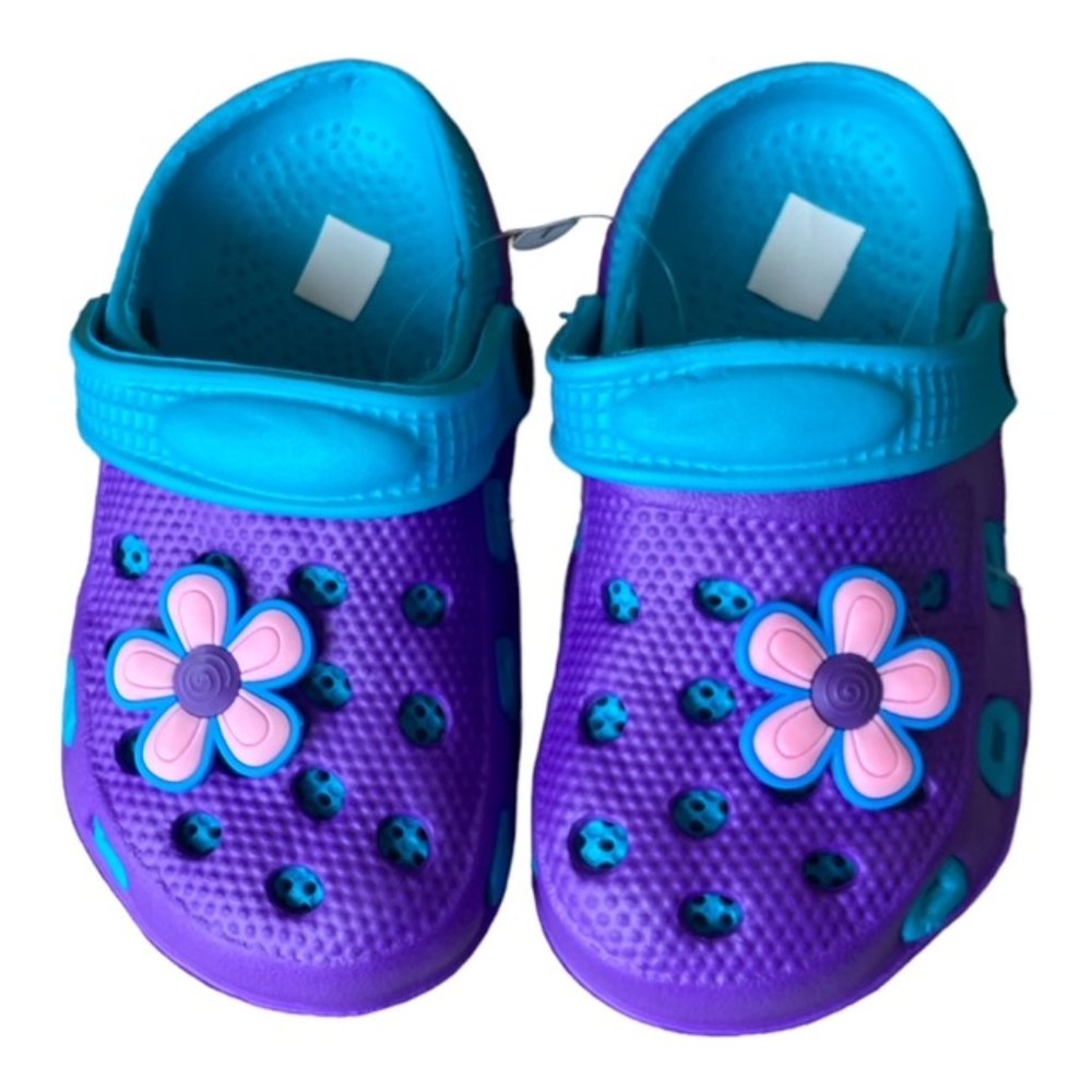 Girls coastal kick toddler two tone Purple Turquo Crogs Size 8 Tolder Baby Infan